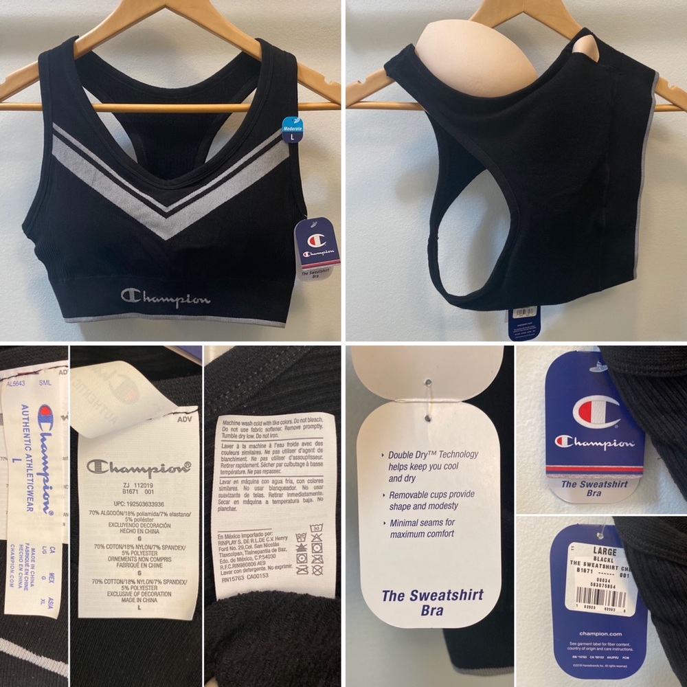NEW! Champion Sweatshirt Chevron Sports Bra - Picture 3 of 8